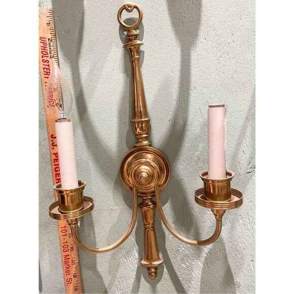 Vintage Neoclassical Style Solid Brass Wall Sconse 2 Light Arm Urn Design - Picture 6 of 6